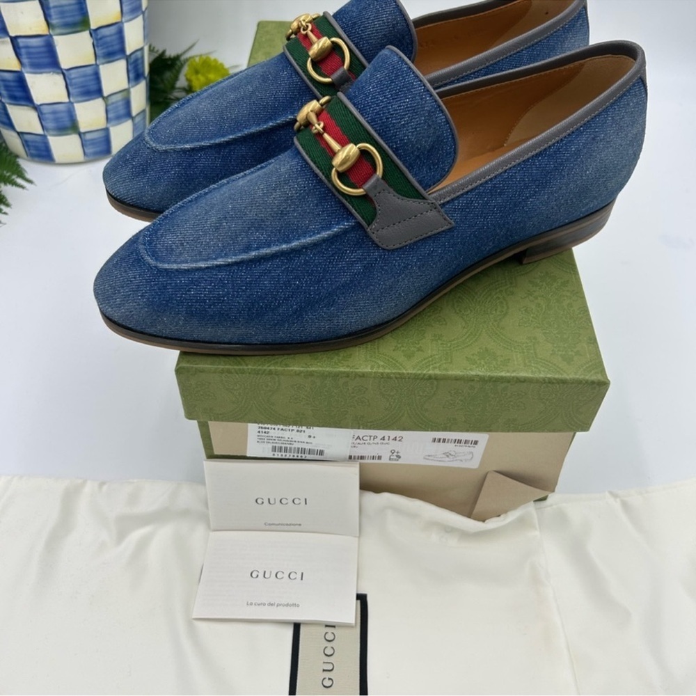Men’s Gucci horse bit denim loafers size 9.5 fits 10.5 US made in Italy - Picture 4 of 9